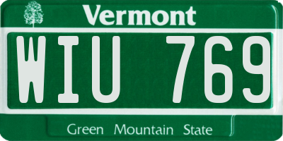 VT license plate WIU769
