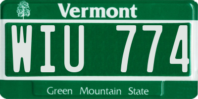 VT license plate WIU774