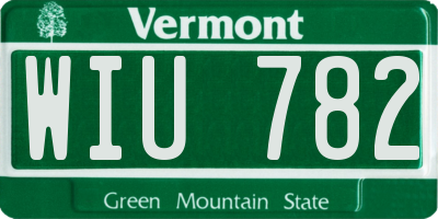 VT license plate WIU782