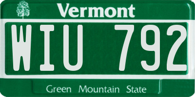 VT license plate WIU792