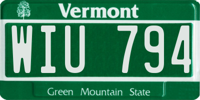 VT license plate WIU794