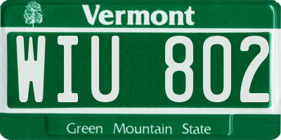 VT license plate WIU802