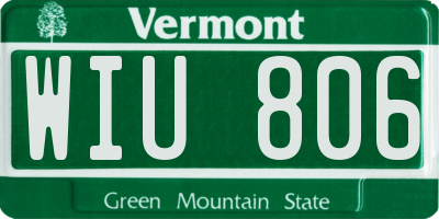 VT license plate WIU806