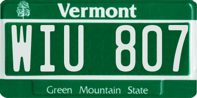 VT license plate WIU807