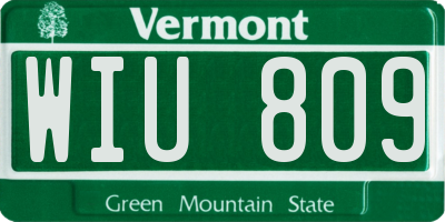 VT license plate WIU809