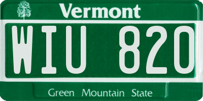 VT license plate WIU820