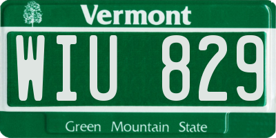 VT license plate WIU829
