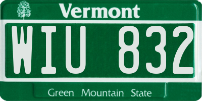 VT license plate WIU832