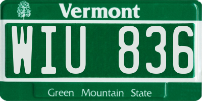VT license plate WIU836
