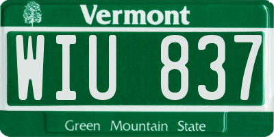 VT license plate WIU837