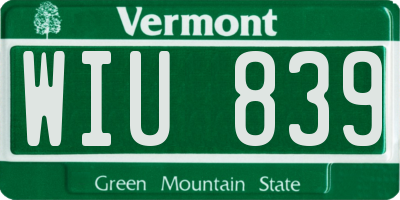 VT license plate WIU839