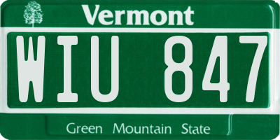 VT license plate WIU847