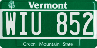 VT license plate WIU852