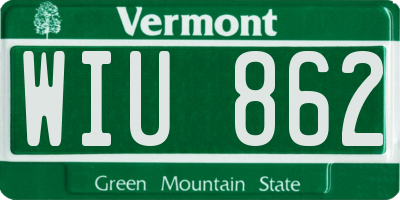 VT license plate WIU862