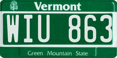 VT license plate WIU863