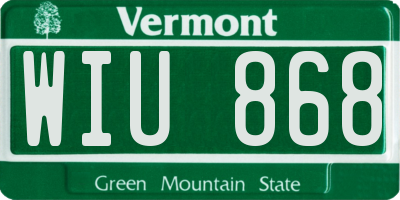 VT license plate WIU868