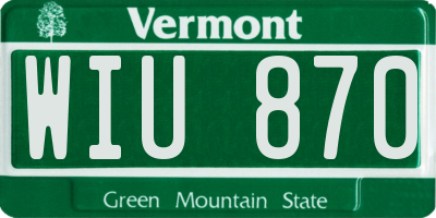 VT license plate WIU870