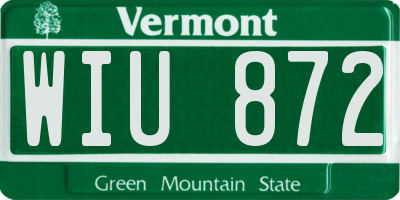 VT license plate WIU872