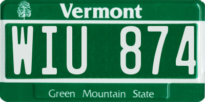 VT license plate WIU874