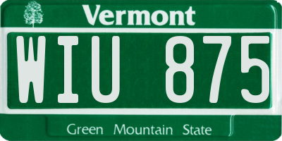 VT license plate WIU875