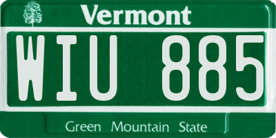 VT license plate WIU885