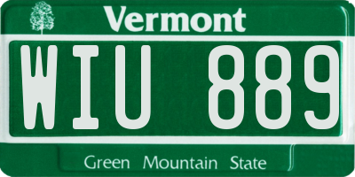 VT license plate WIU889