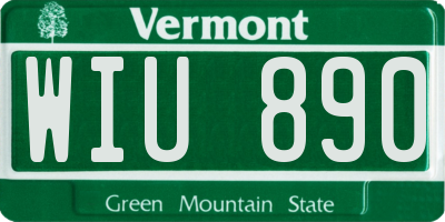 VT license plate WIU890