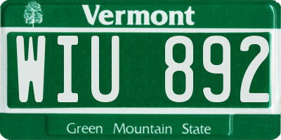 VT license plate WIU892