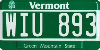 VT license plate WIU893