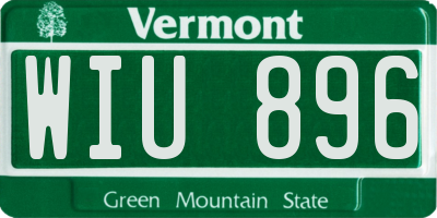 VT license plate WIU896