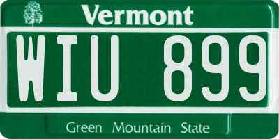 VT license plate WIU899