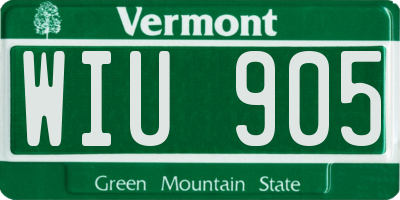 VT license plate WIU905