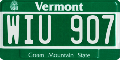 VT license plate WIU907