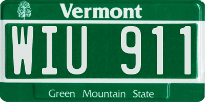 VT license plate WIU911