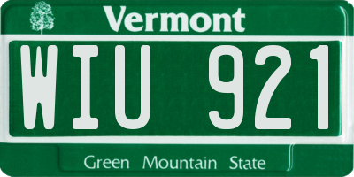 VT license plate WIU921