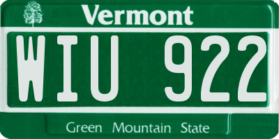 VT license plate WIU922
