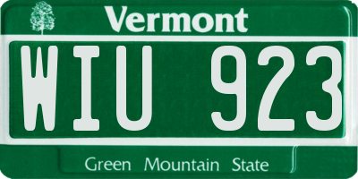 VT license plate WIU923