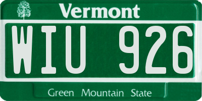 VT license plate WIU926