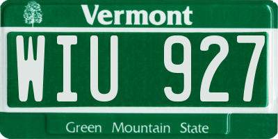 VT license plate WIU927
