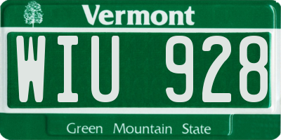 VT license plate WIU928