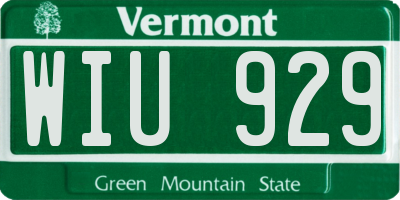 VT license plate WIU929