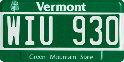 VT license plate WIU930