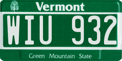 VT license plate WIU932