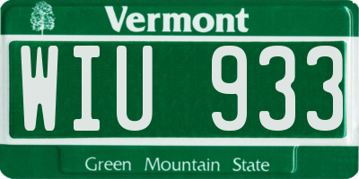 VT license plate WIU933