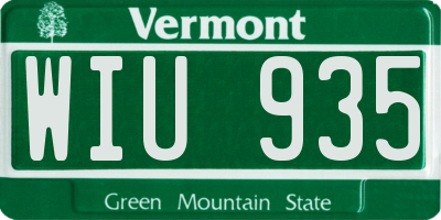 VT license plate WIU935