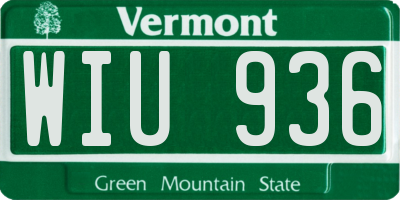 VT license plate WIU936