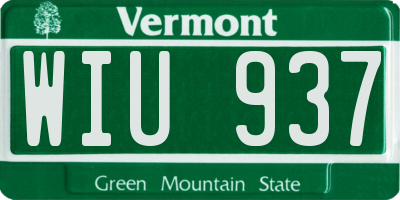 VT license plate WIU937
