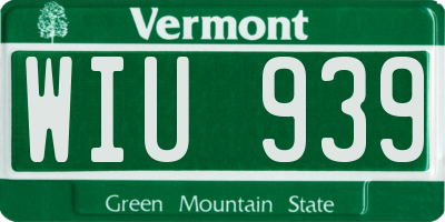 VT license plate WIU939