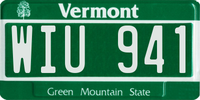 VT license plate WIU941
