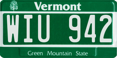 VT license plate WIU942